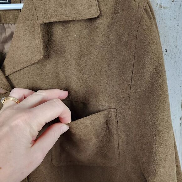 Coaco New York Lined Button Up Suede Car Coat Brown Size Small - Picture 12 of 12